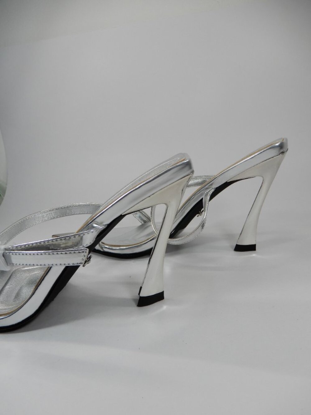 AZALEA WANG Swen Silver Stiletto Sandals Heels Size 7.5 Silver Metallic NEW - Picture 9 of 14